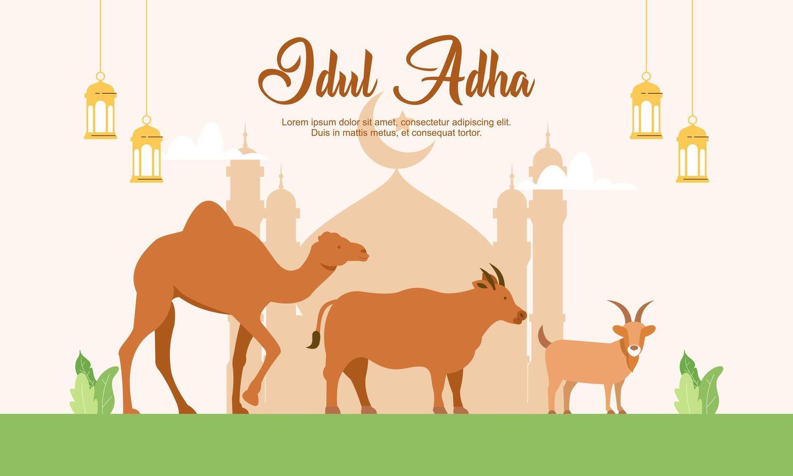 Happy eid al adha mubarak cute background vector