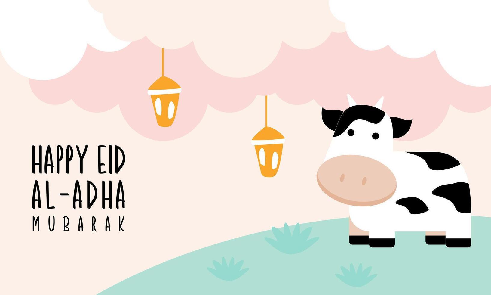 Happy eid al adha mubarak cute background vector