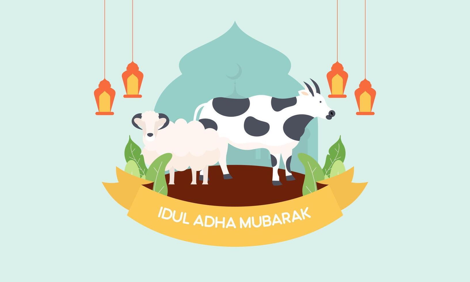 Happy eid al adha mubarak cute background vector