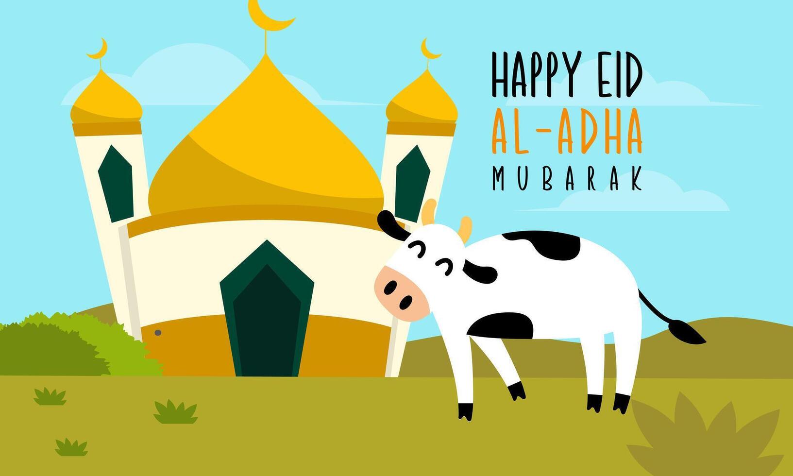 Happy eid al adha mubarak cute background vector