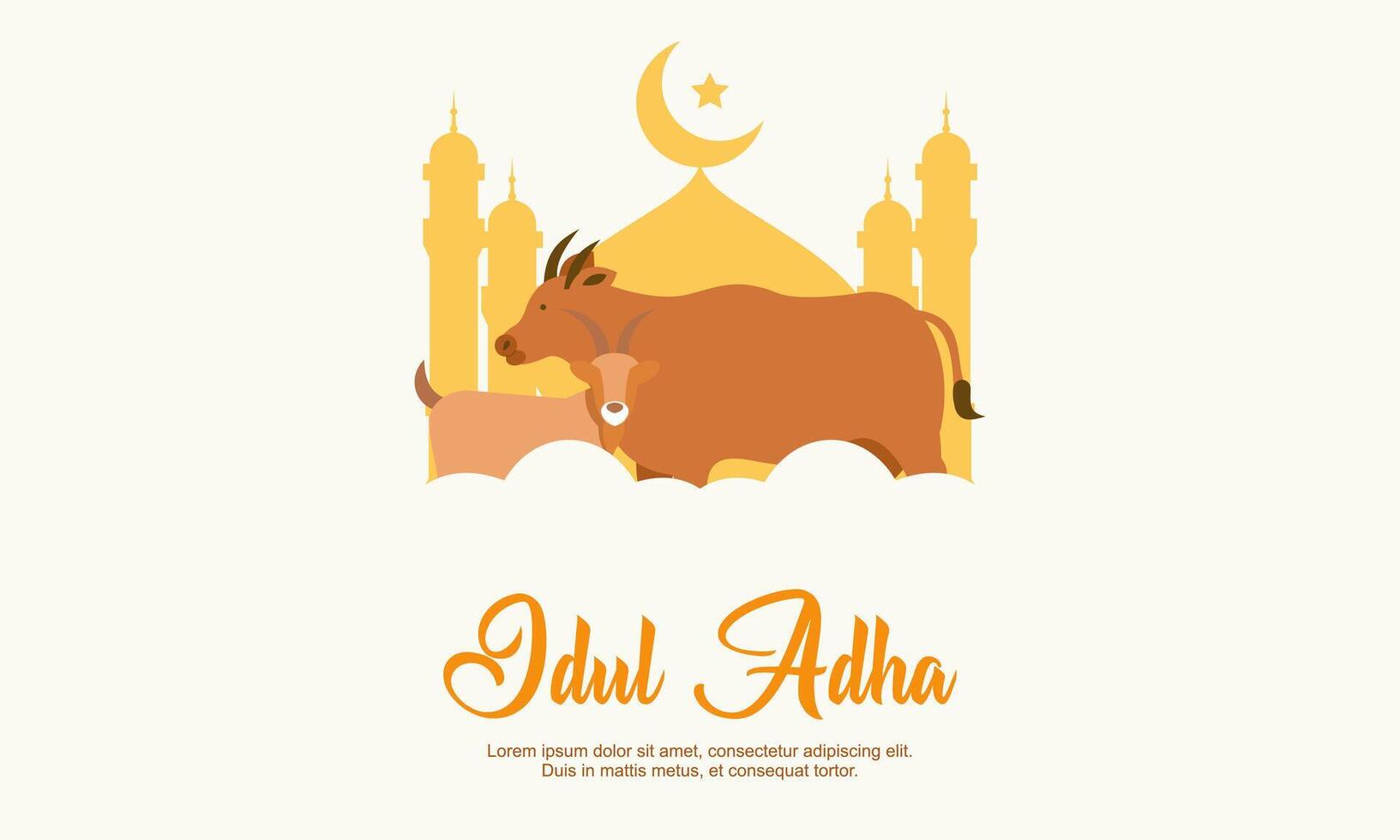 Happy eid al adha mubarak cute background vector