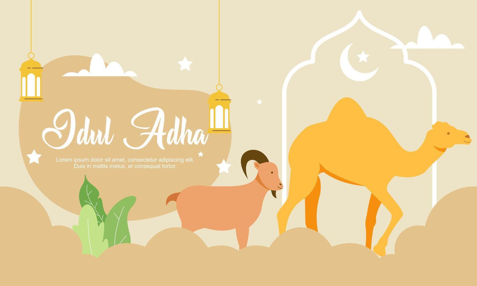 Happy eid al adha mubarak cute background vector