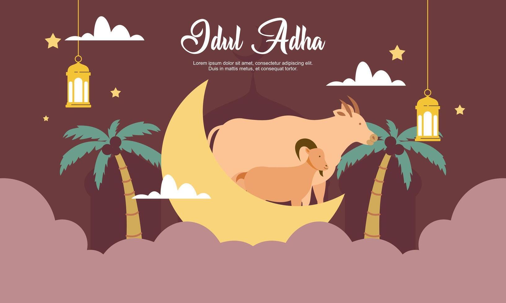 Happy eid al adha mubarak cute background vector