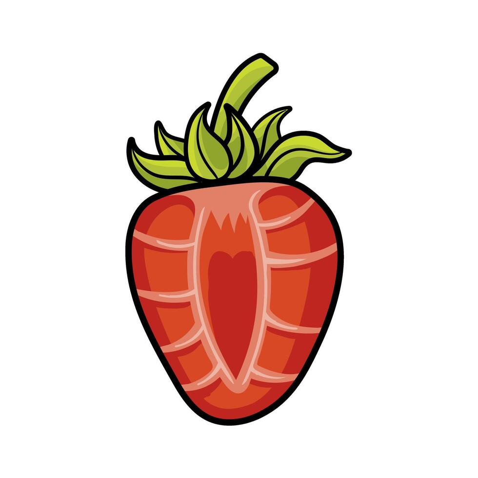 Slice of ripe and sweet strawberry fruit vector