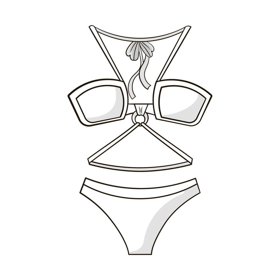 Summer swimsuit with metal circle halter top vector