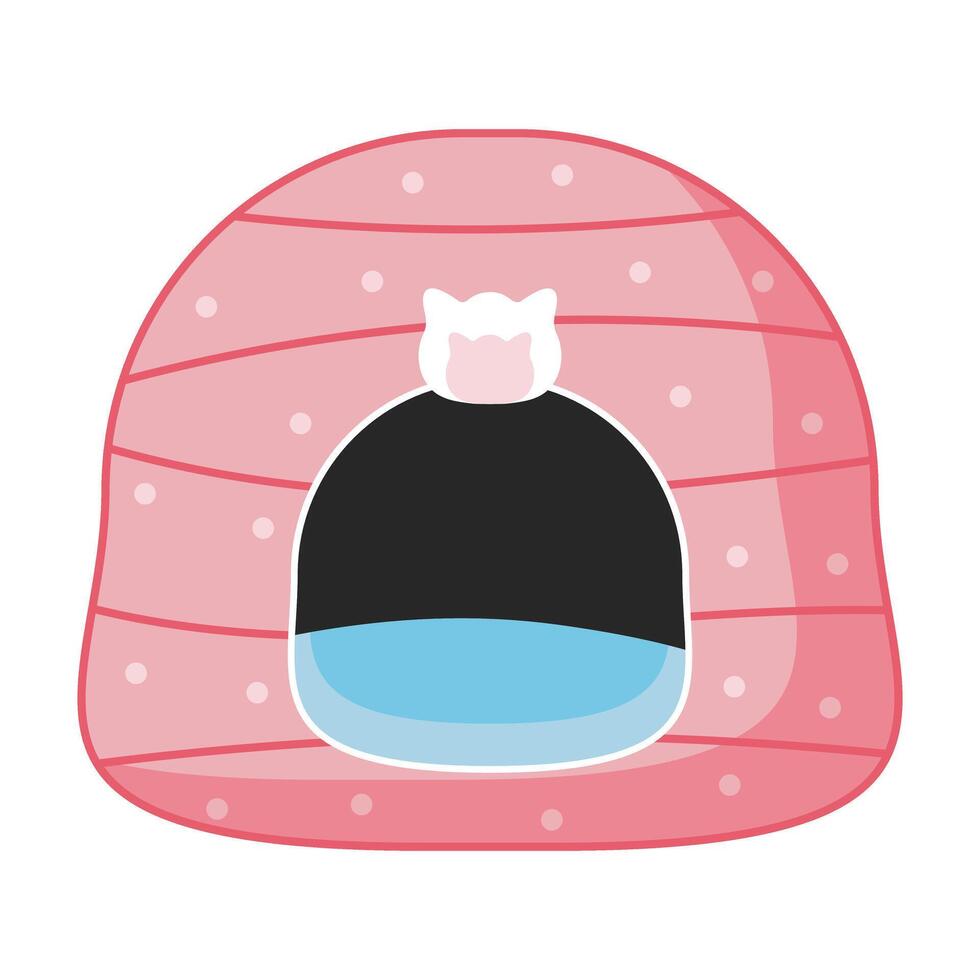 Cute pink pet bed for sleeping in cartoon style vector