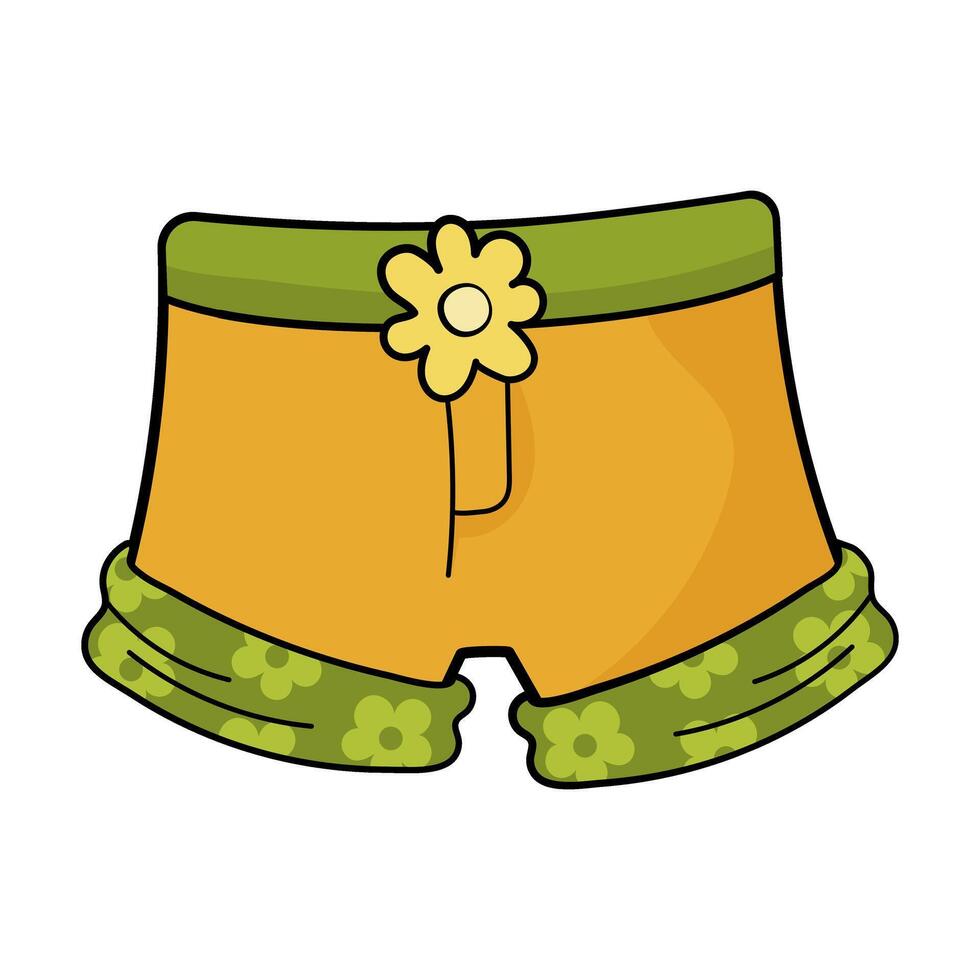 Colorful female summer shorts with flower design for beach vector