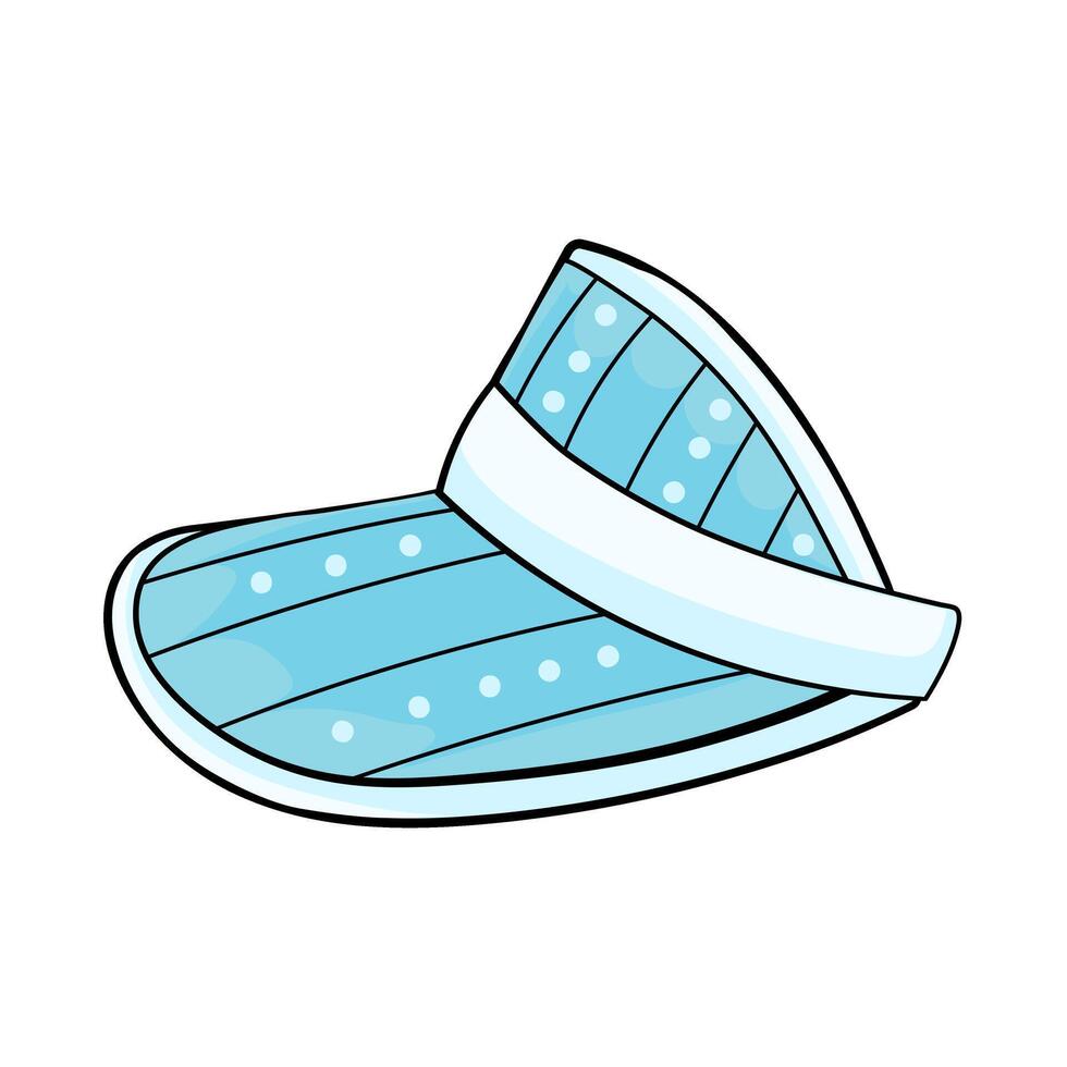 Summer baby blue visor or tennis cap in cartoon style vector