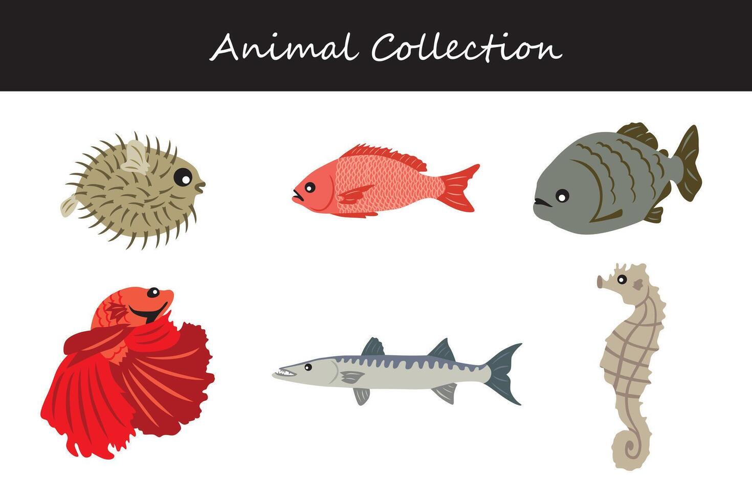 Animals collection. Flat style illustration. vector