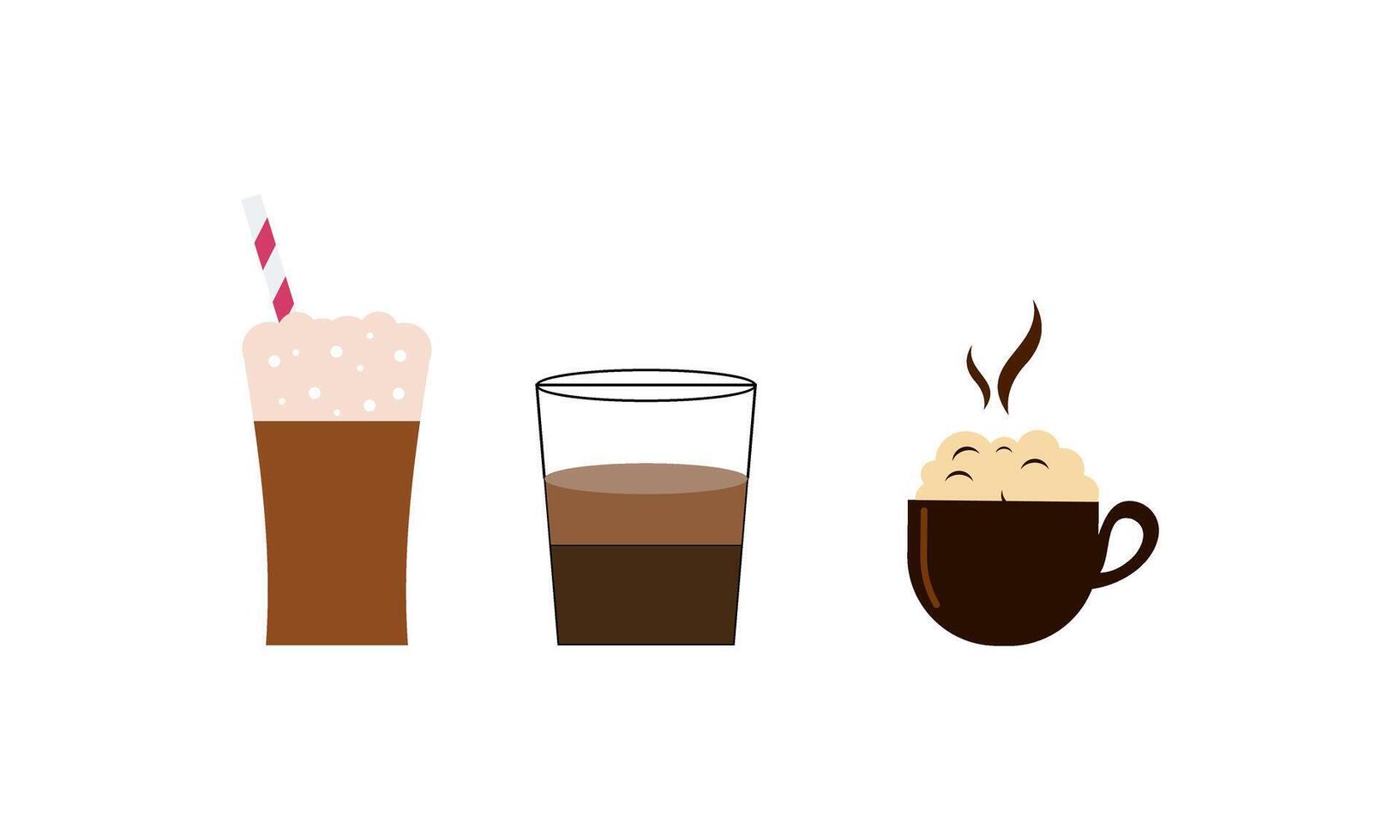 Hot and cold coffee beverage logo. Different types of drinks set vector