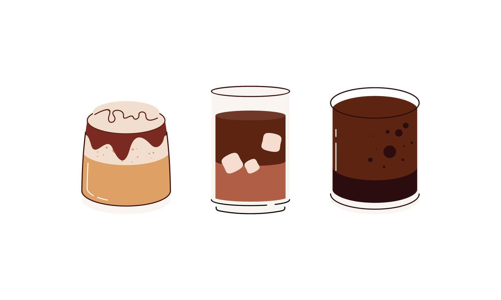 Hot and cold coffee beverage logo. Different types of drinks set vector