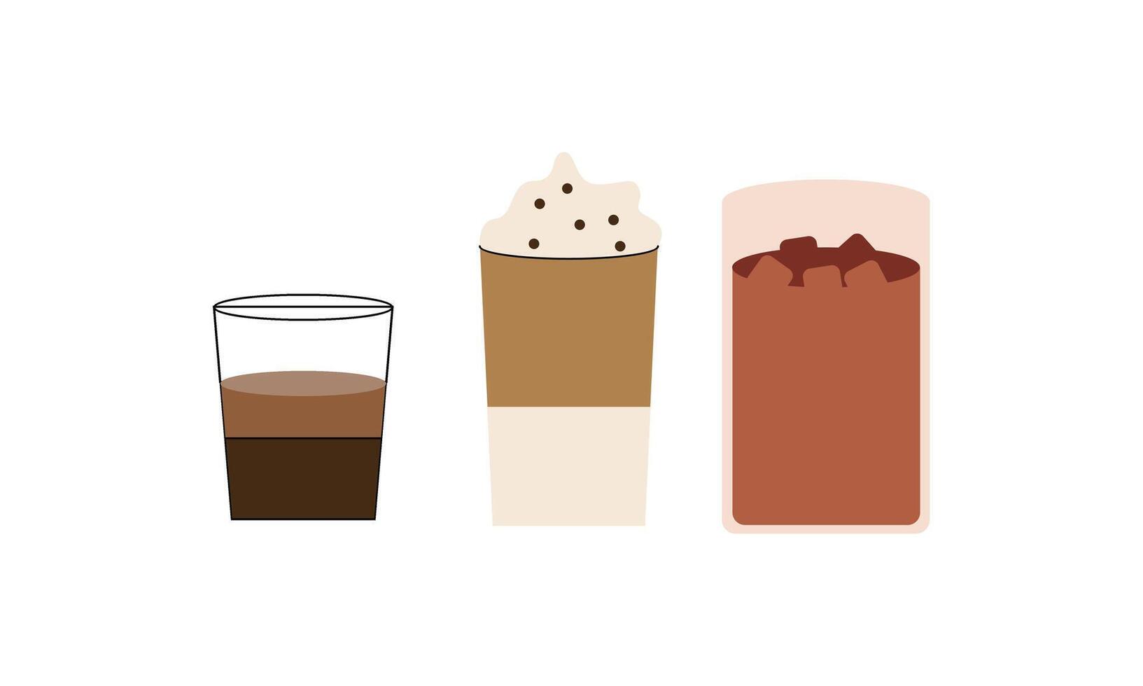 Hot and cold coffee beverage logo. Different types of drinks set vector