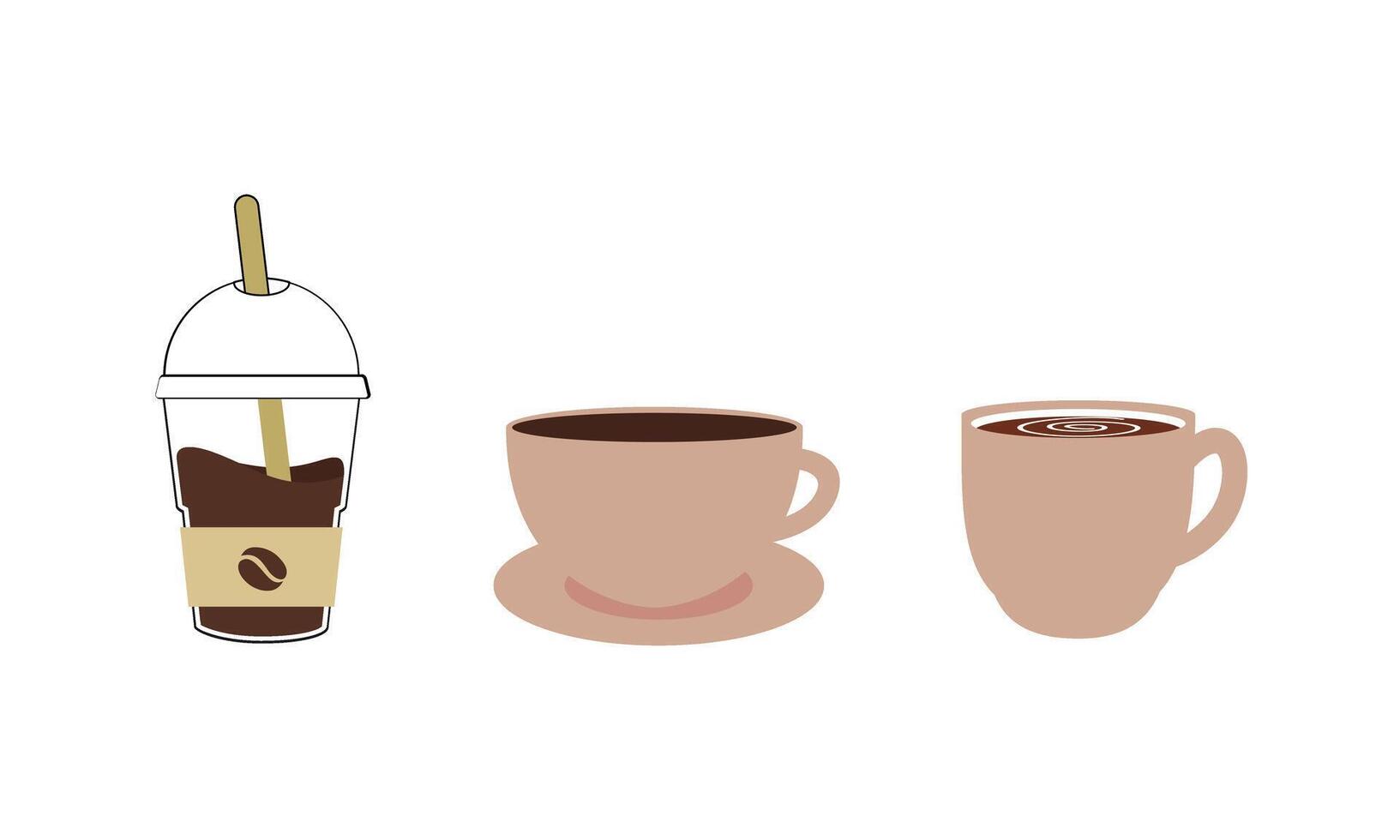 Hot and cold coffee beverage logo. Different types of drinks set vector