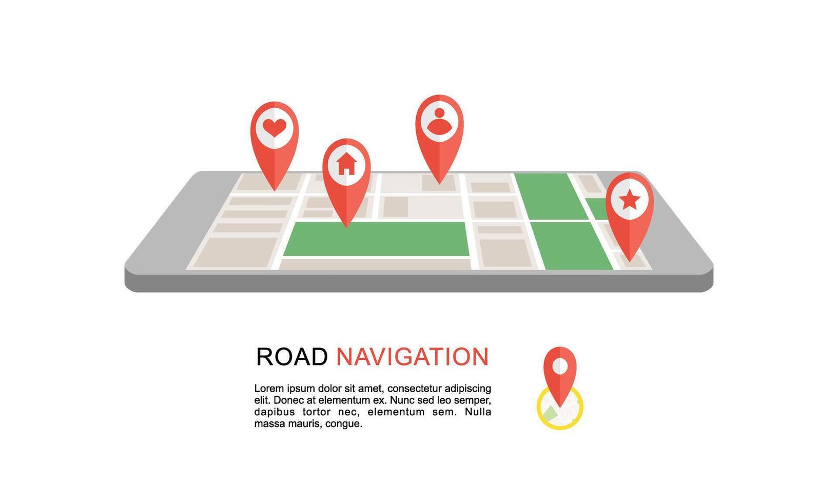 Navigation concept with pin pointer illustration vector