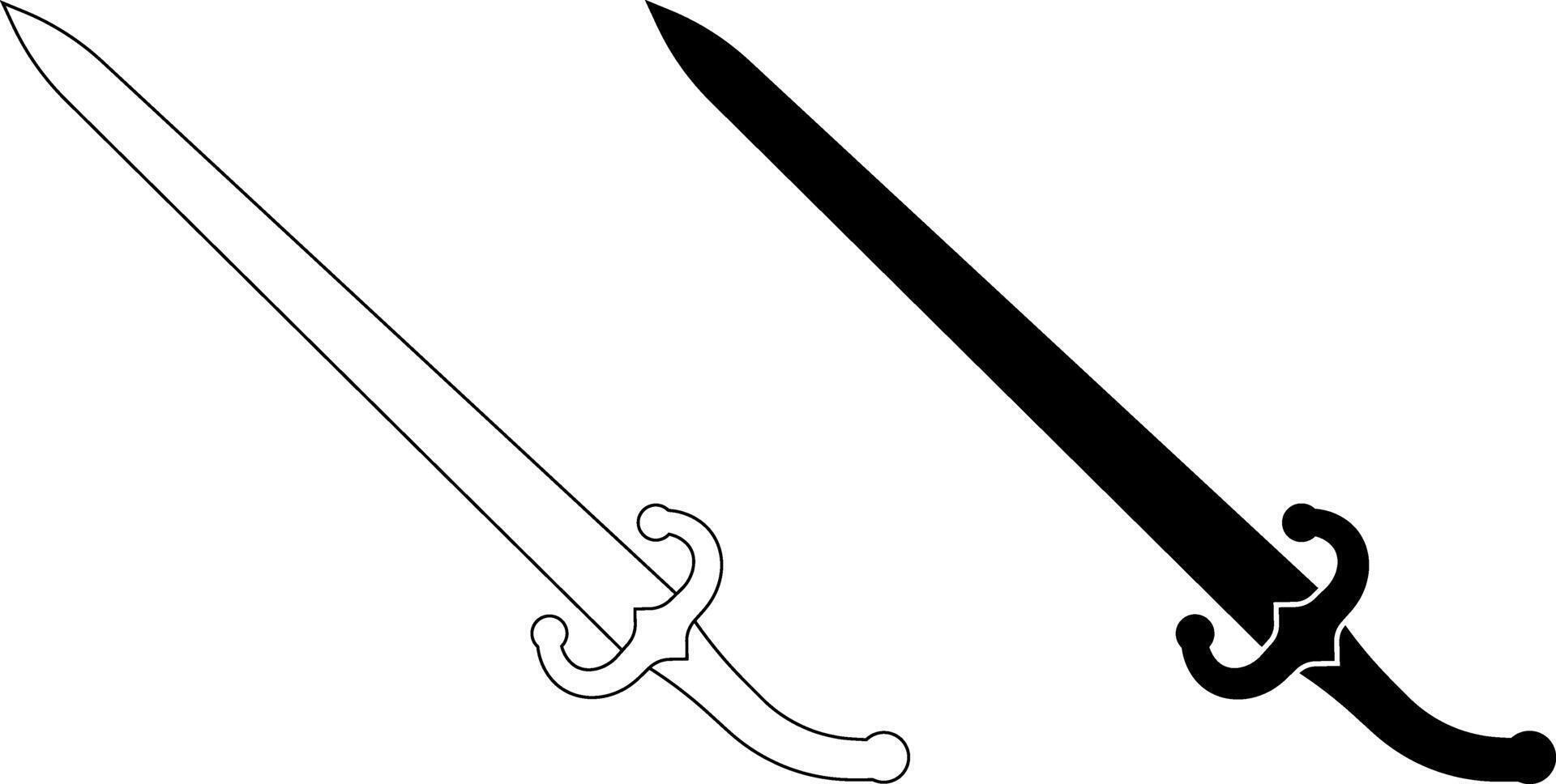 outline silhouette Arab sword icon set vector