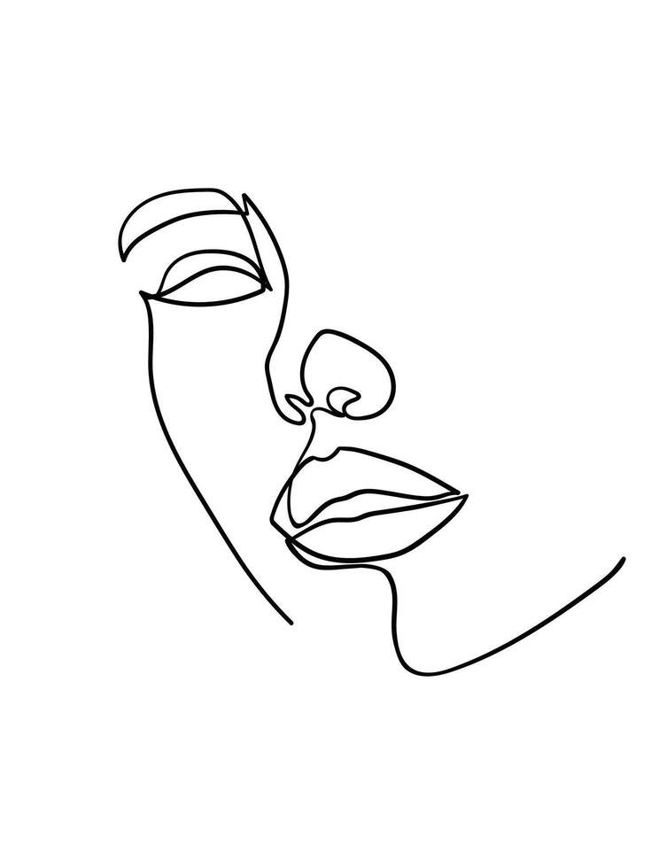 One line drawing face. Abstract woman portrait. Modern minimalism art. vector