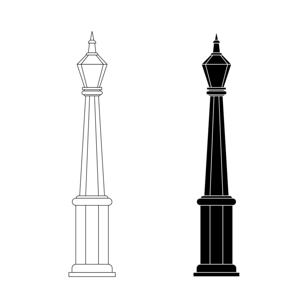 outline silhouette Street light icon set vector