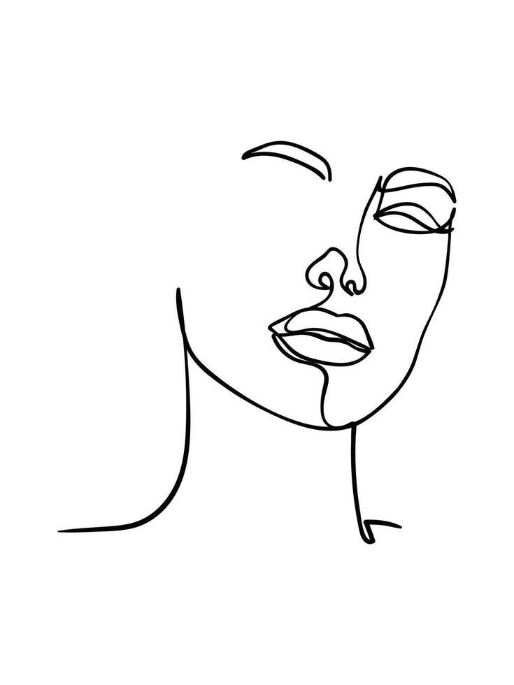 One line drawing face. Abstract woman portrait. Modern minimalism art. illustration vector