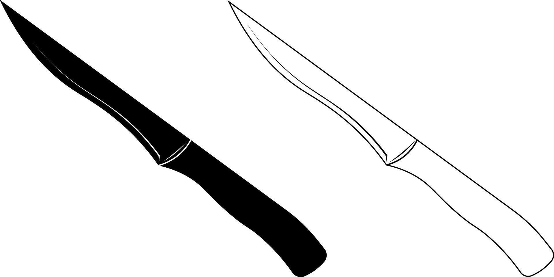 outline silhouette Boning knife icon set vector