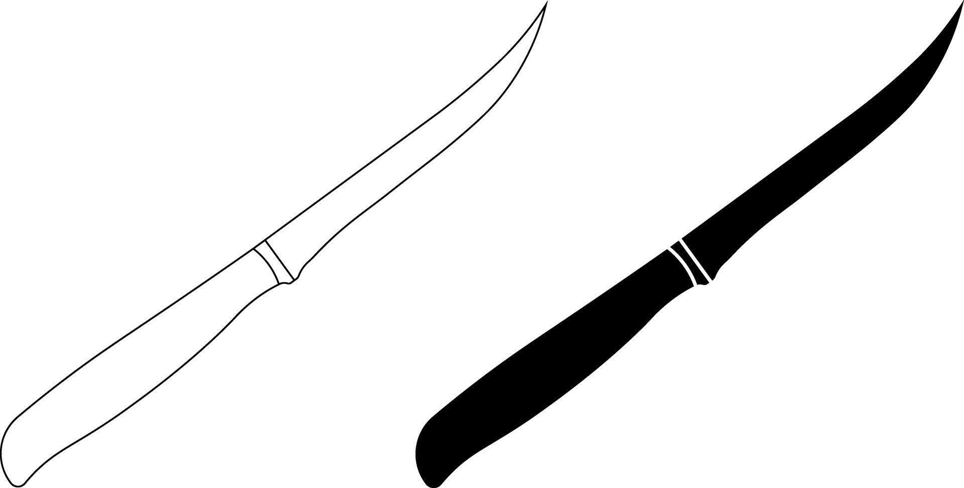 outline silhouette fillet knife icon set vector