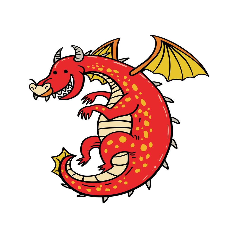 dragon hand drawing illustration for design, template, icon, logo, mascot, etc vector