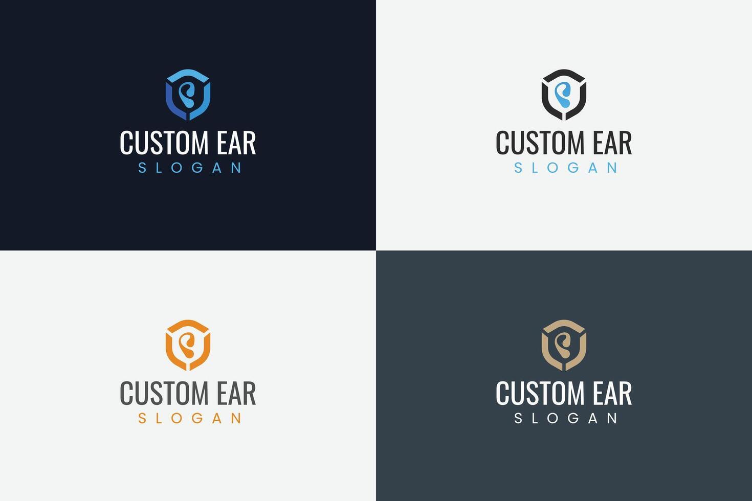 Modern minimalist custom ear logo design or Creative and unique hearing logo vector