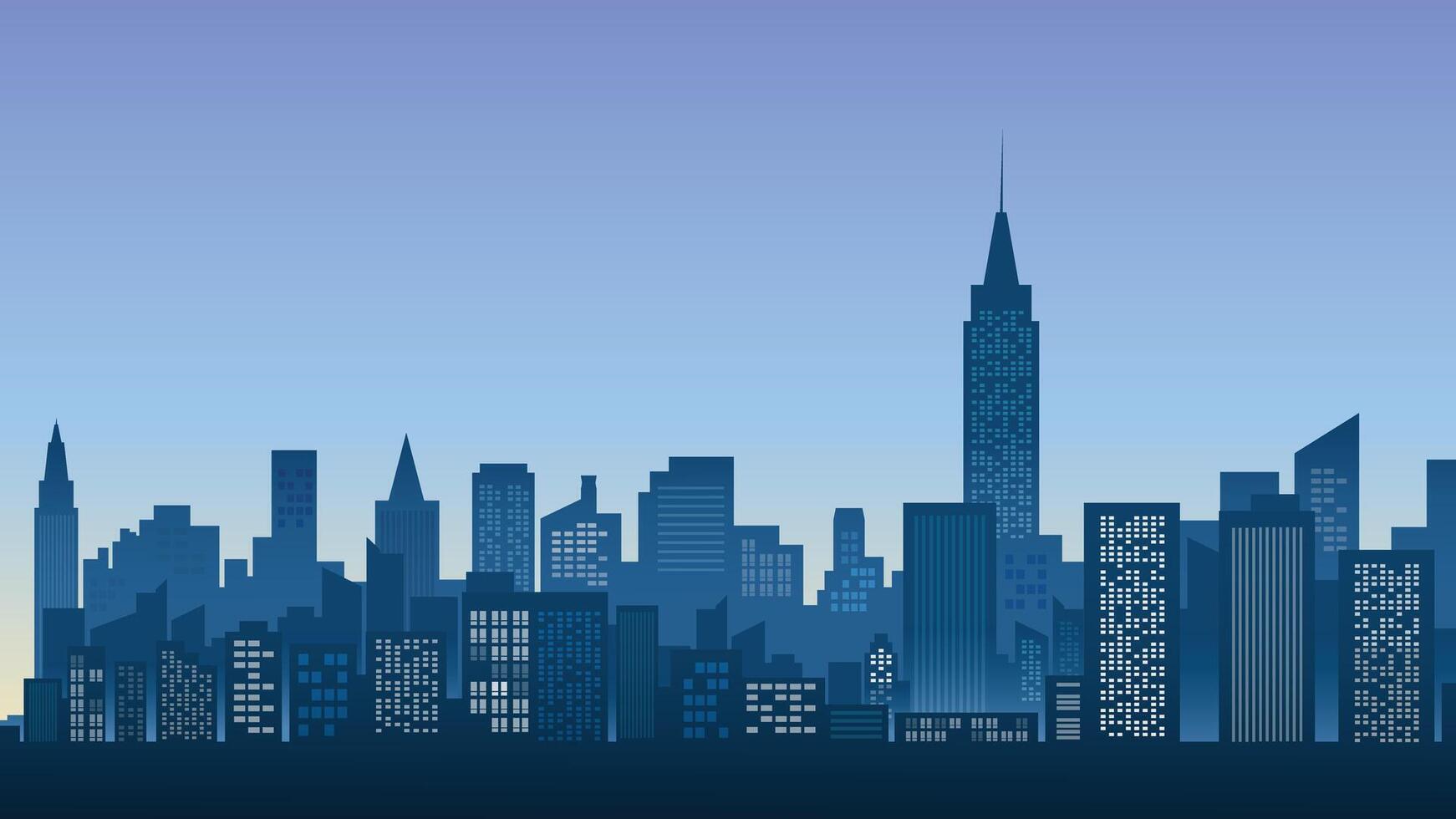 City background illustration with many buildings and morning or night sky Cityscape design vector