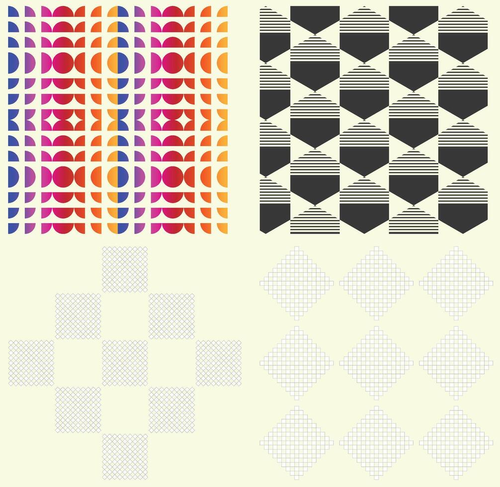 Collection of seamless geometric minimalistic patterns. vector