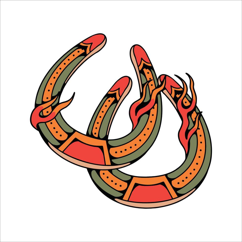horseshoe tattoo illustration design vector