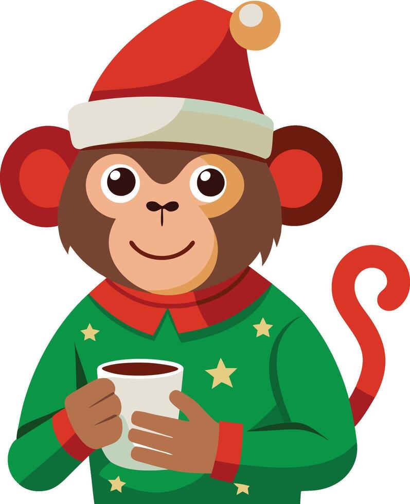 A Monkey Drinks Coffee vector