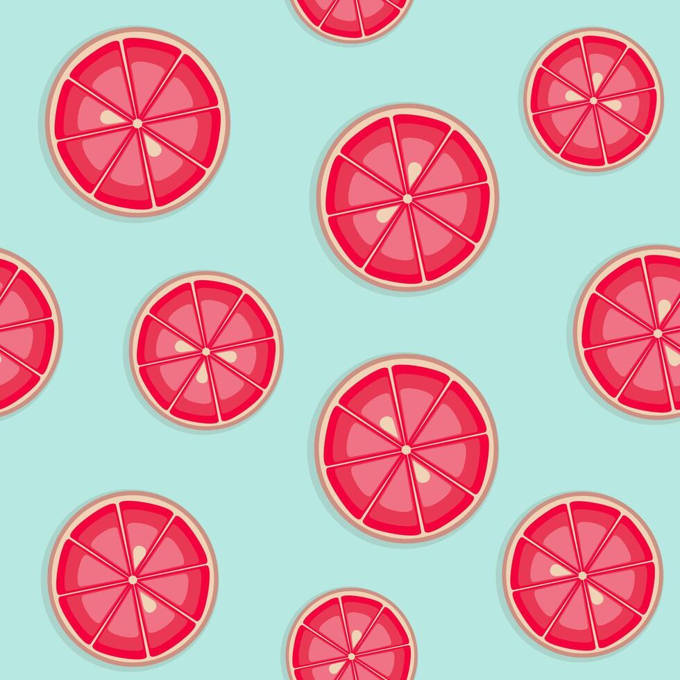 Colorful summer seamless pattern with grapefruit. Blue and pink colors. vector