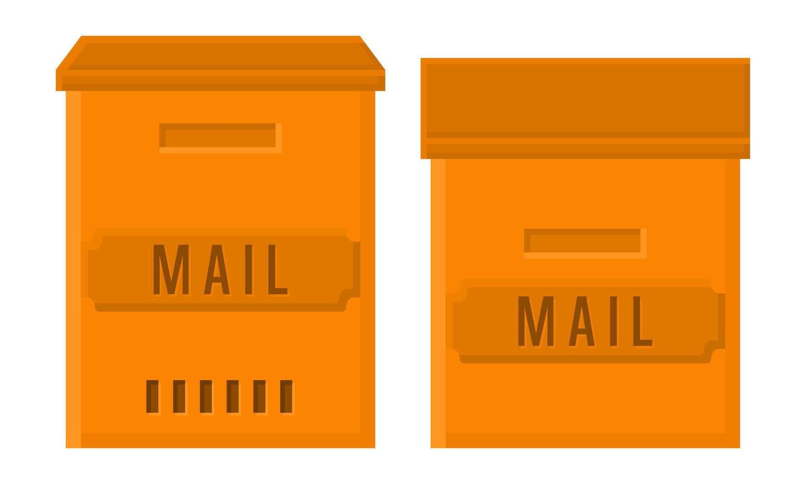 Gold Mailbox Design Communication Tool. Closed Mailbox Illustration. Retro Mailbox Element vector