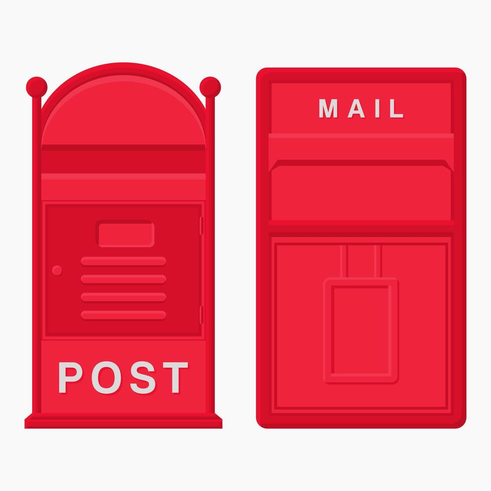 Red Mailbox Design Communication Tool. Closed Mailbox Illustration. Retro Mailbox Element. vector