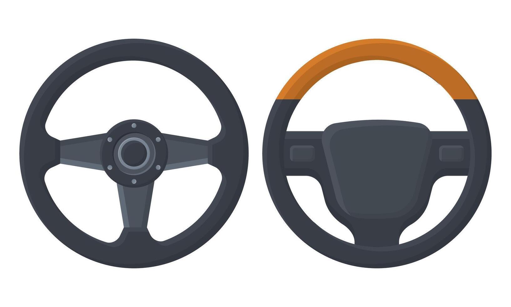 Black Car Steering Wheel Design. Car Steering Wheel Element. vector