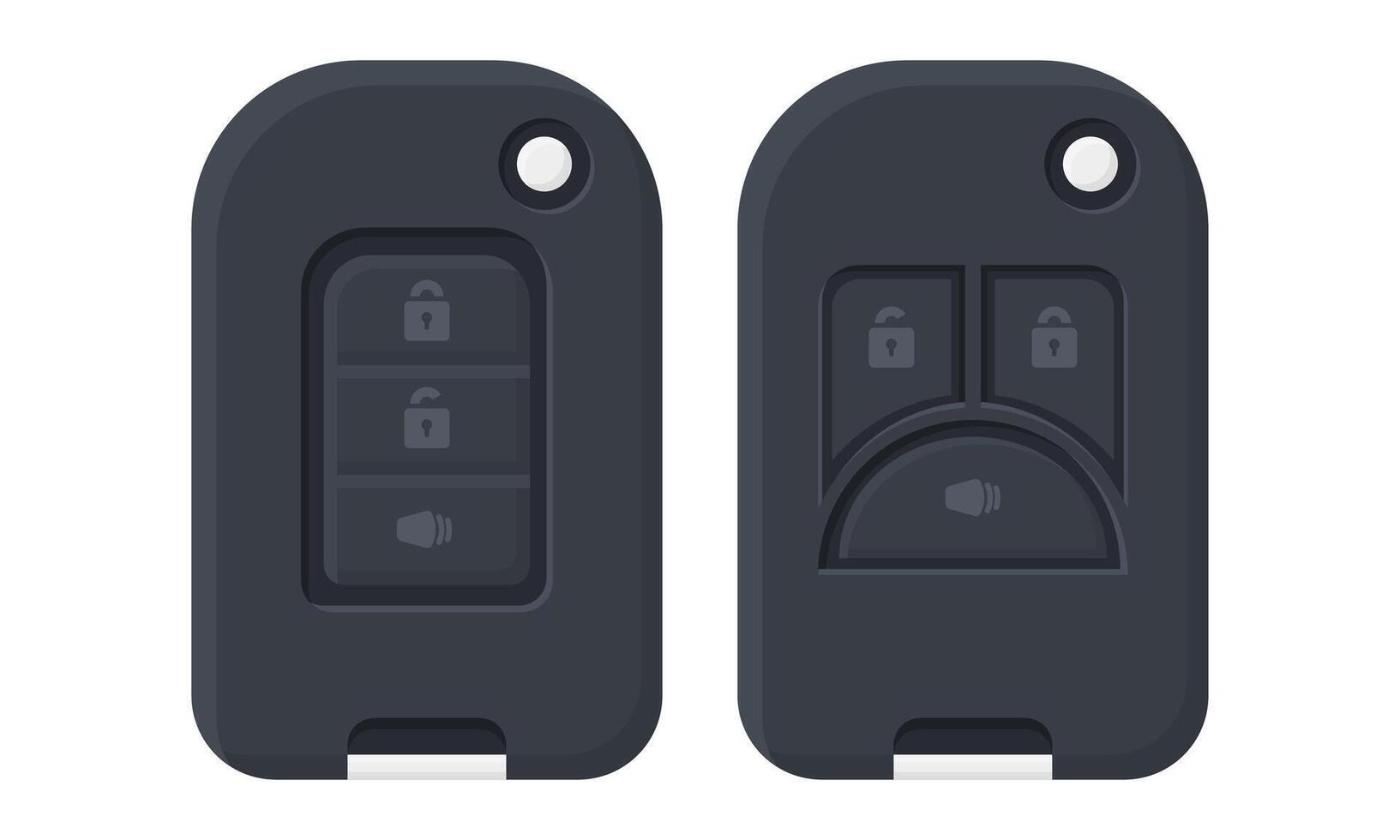 Black Car Key Elements Collection. Car Key Icon Black. Simple Car Key Design. vector