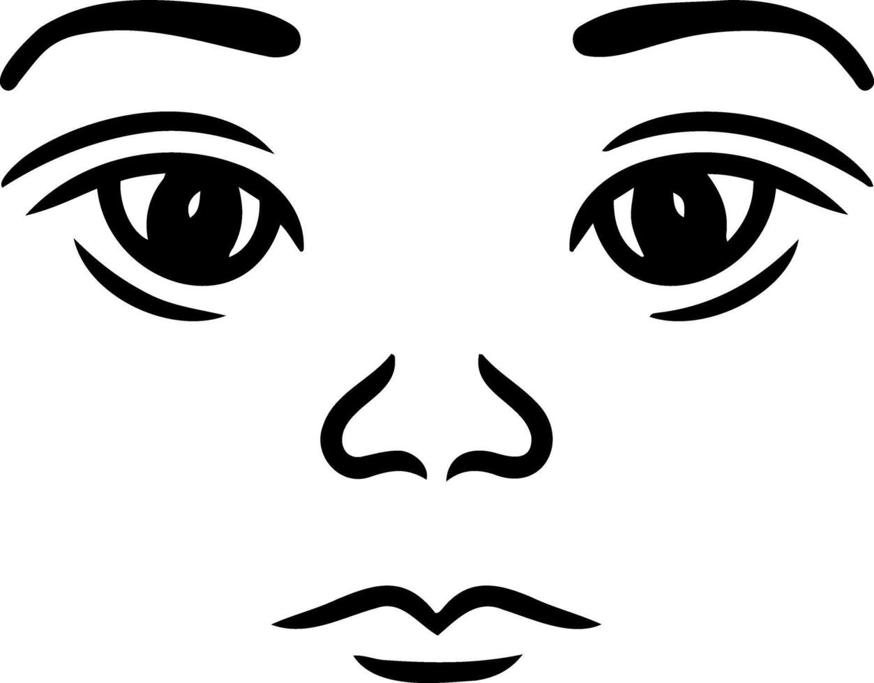 Cute Anime face Manga style Hand drawn vector
