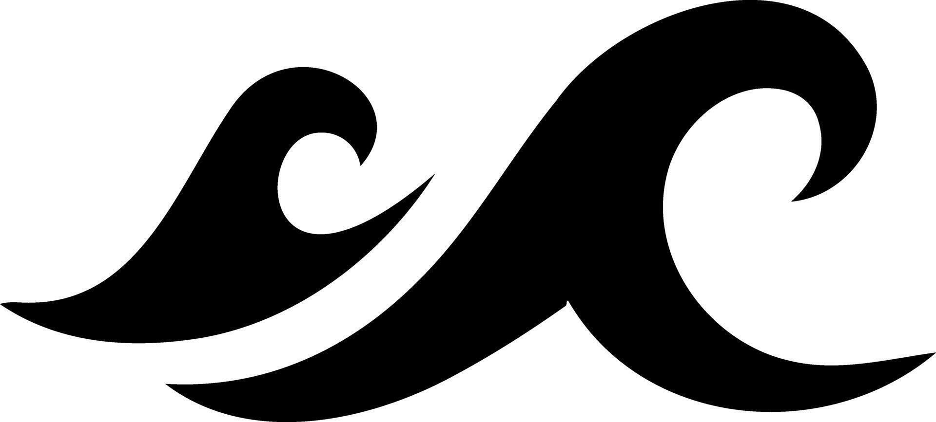 Doodle water wave clipart Hand drawn art. Stencil vector