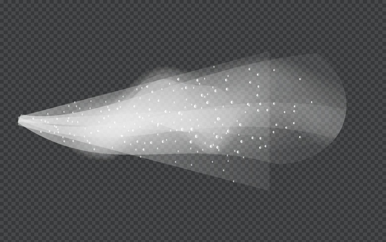 Water spray white smoke or fog dust and dots, mist of atomizer. Trigger Sprayer effect with spray or stream nozzles. Abstract dots clouds, blizzard. 3d elements illustration vector
