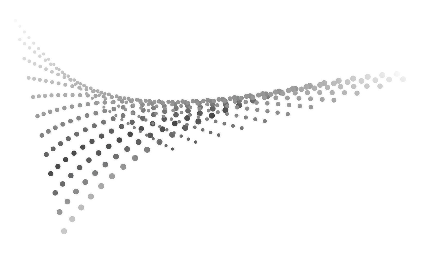 Dotted halftone wave. Abstract liquid shape, wave effect dotted gradient texture wave isolated symbol. Halftone graphic dots wave. Wave dotted halftone, creative shape abstract vector