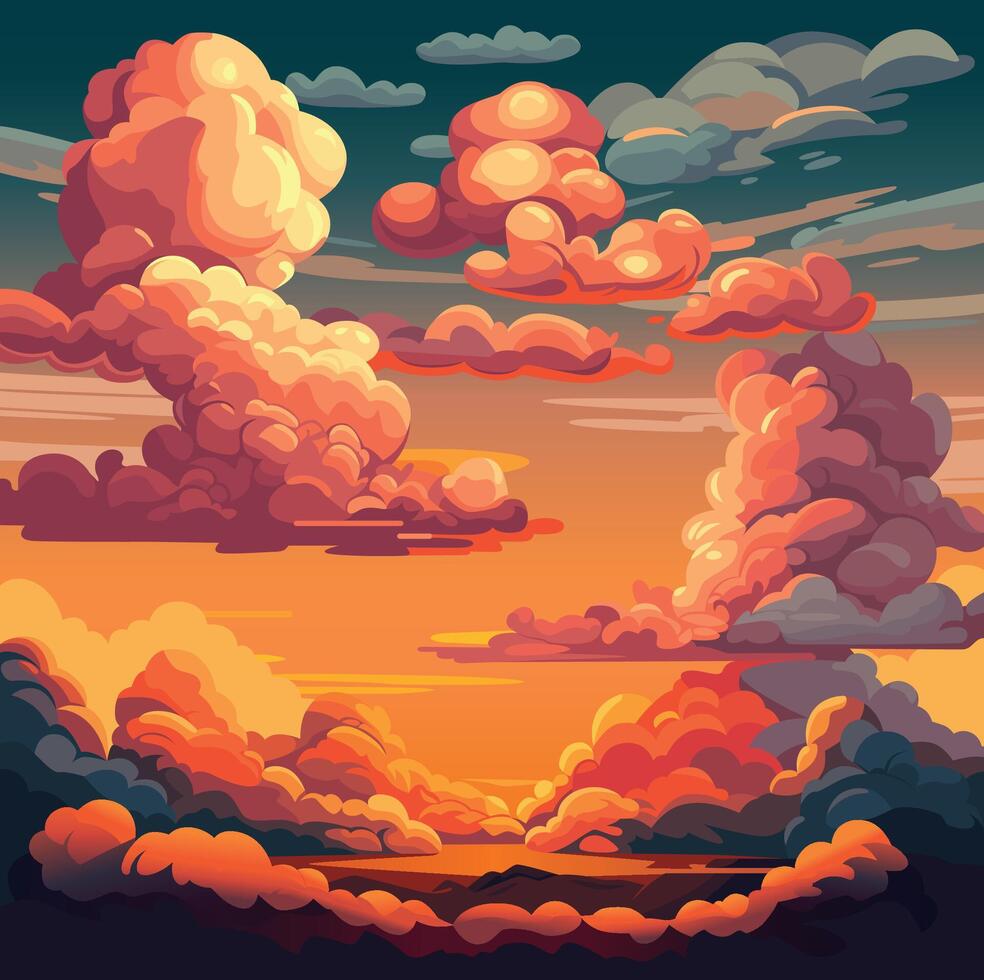 evening sky clouds. Sunset. Background design vector