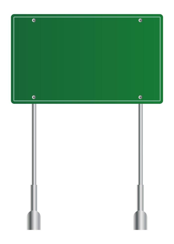 Green traffic sign. Road board text panel, mockup signage direction highway city signpost location street arrow way vector