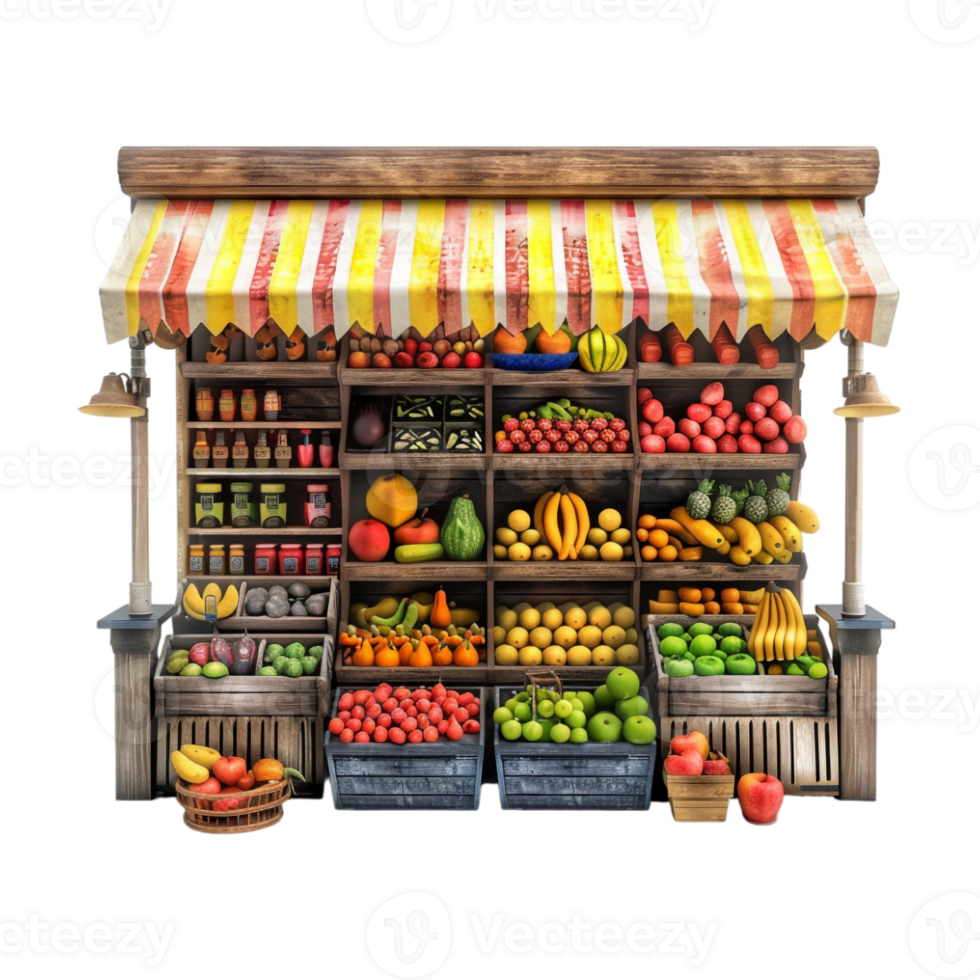 Fruits Selling Stall on Transparent Background png