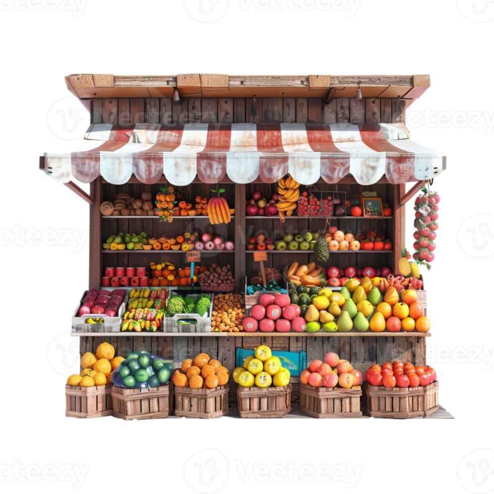 Fruits Selling Stall on Transparent Background png