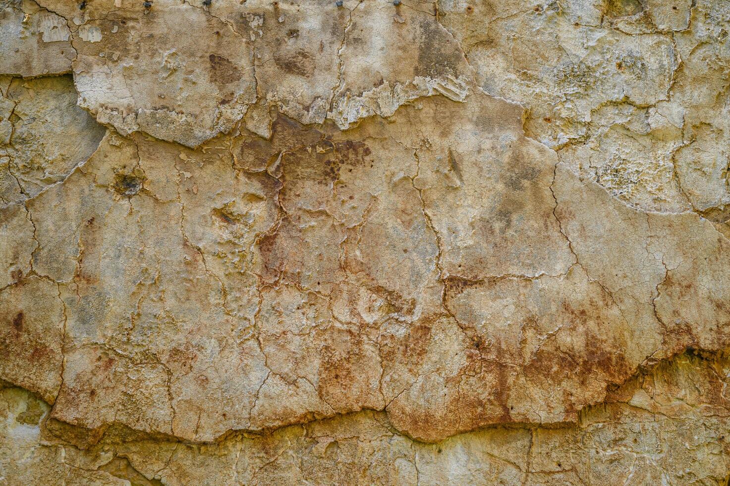 yellow texture of cracked concrete wall. Abstract background of a crack in a concrete wall. 1 photo