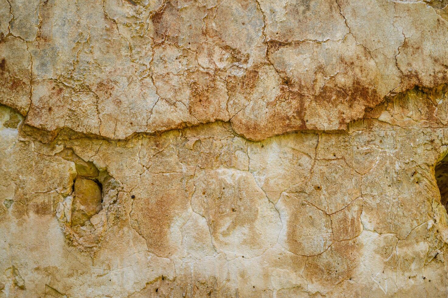 yellow texture of cracked concrete wall. Abstract background of a crack in a concrete wall. 2 photo