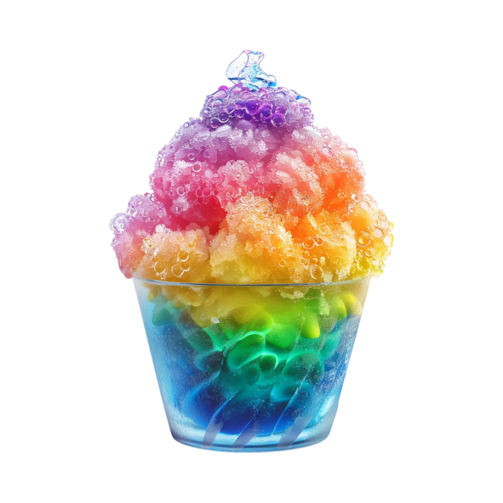 Colorful Ice in a Bowl on Transparent Background png