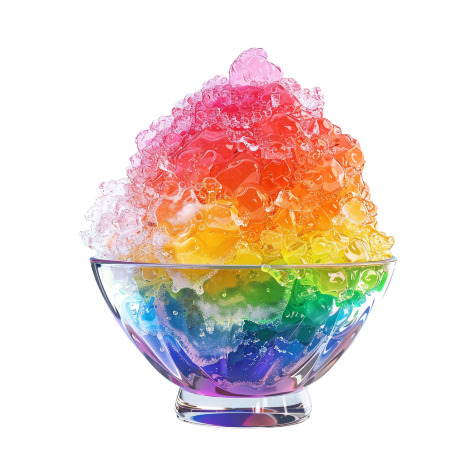 Colorful Ice in a Bowl on Transparent Background png