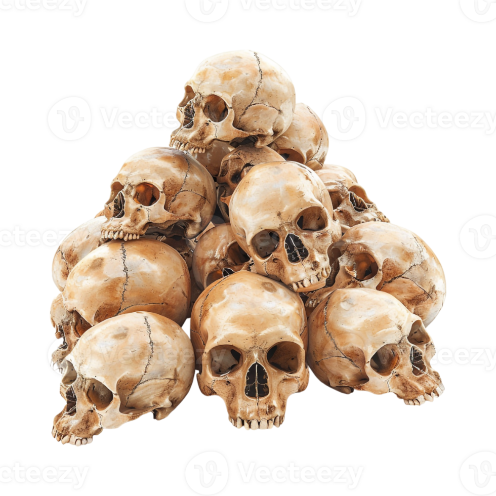 Halloween Human Skulls Stack on Transparent Background png