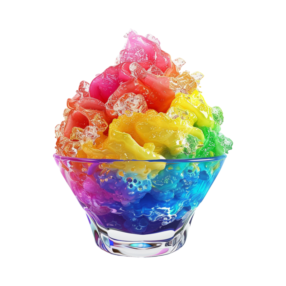 Colorful Ice in a Bowl on Transparent Background png