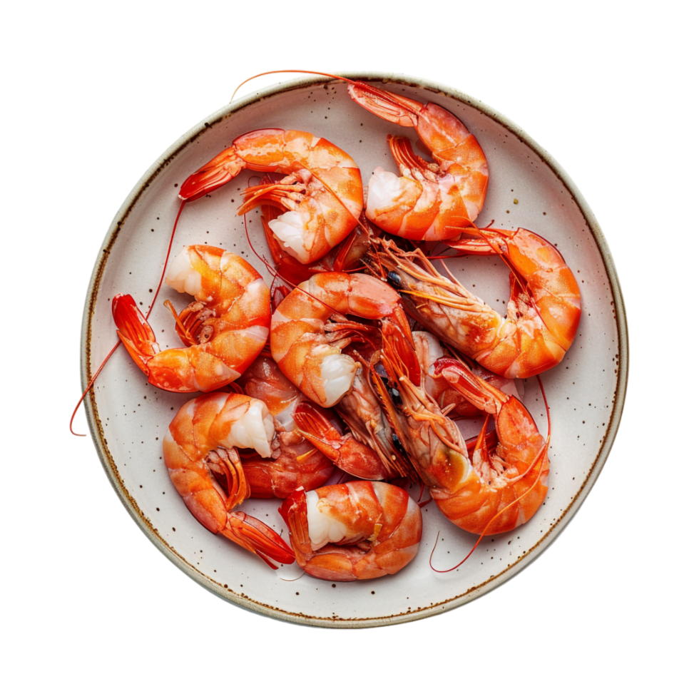 Prawns in a Plate on Transparent Background png